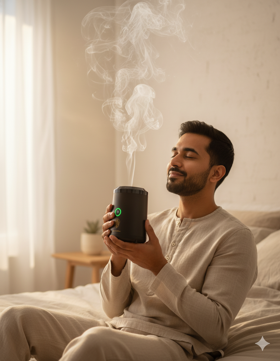 Waterfall incense burner creating relaxing smoke flow